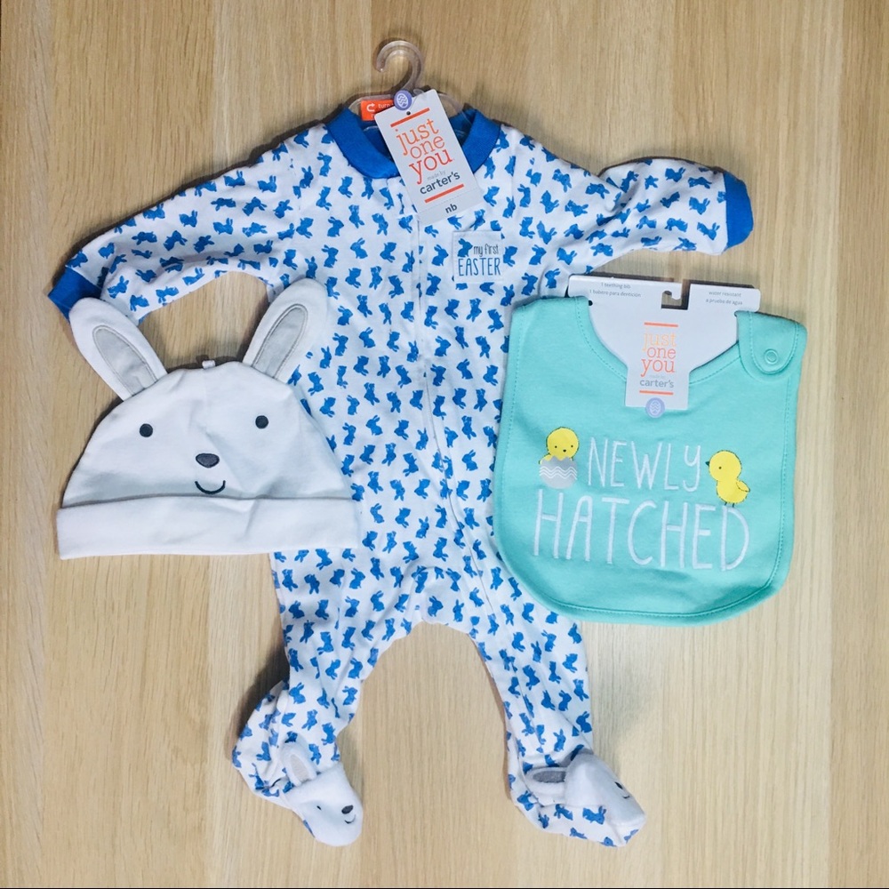 Carters Newborn Blue Easter Bunny Pajama Set - Picture 1 of 4